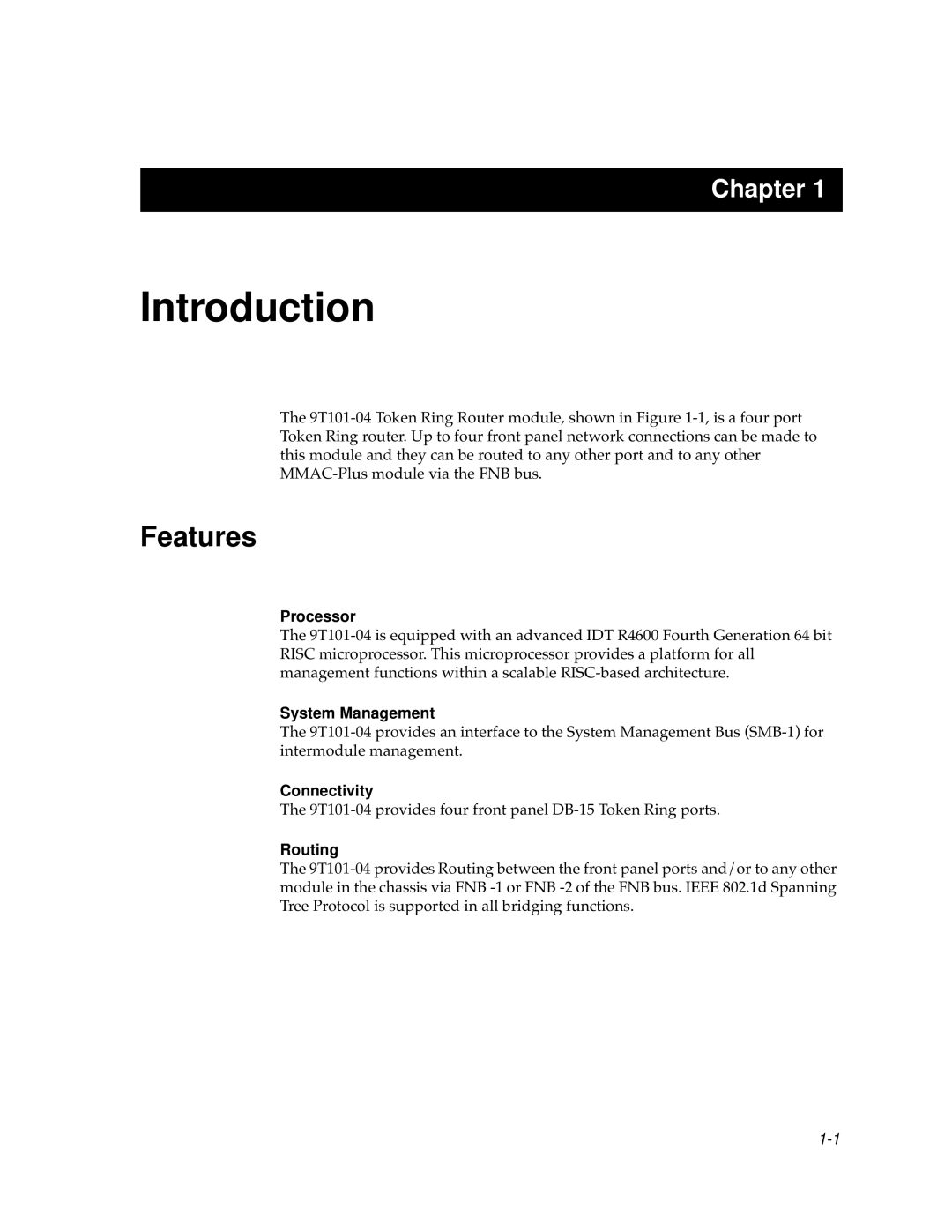 Cabletron Systems 9T101-04 manual Introduction, Features 