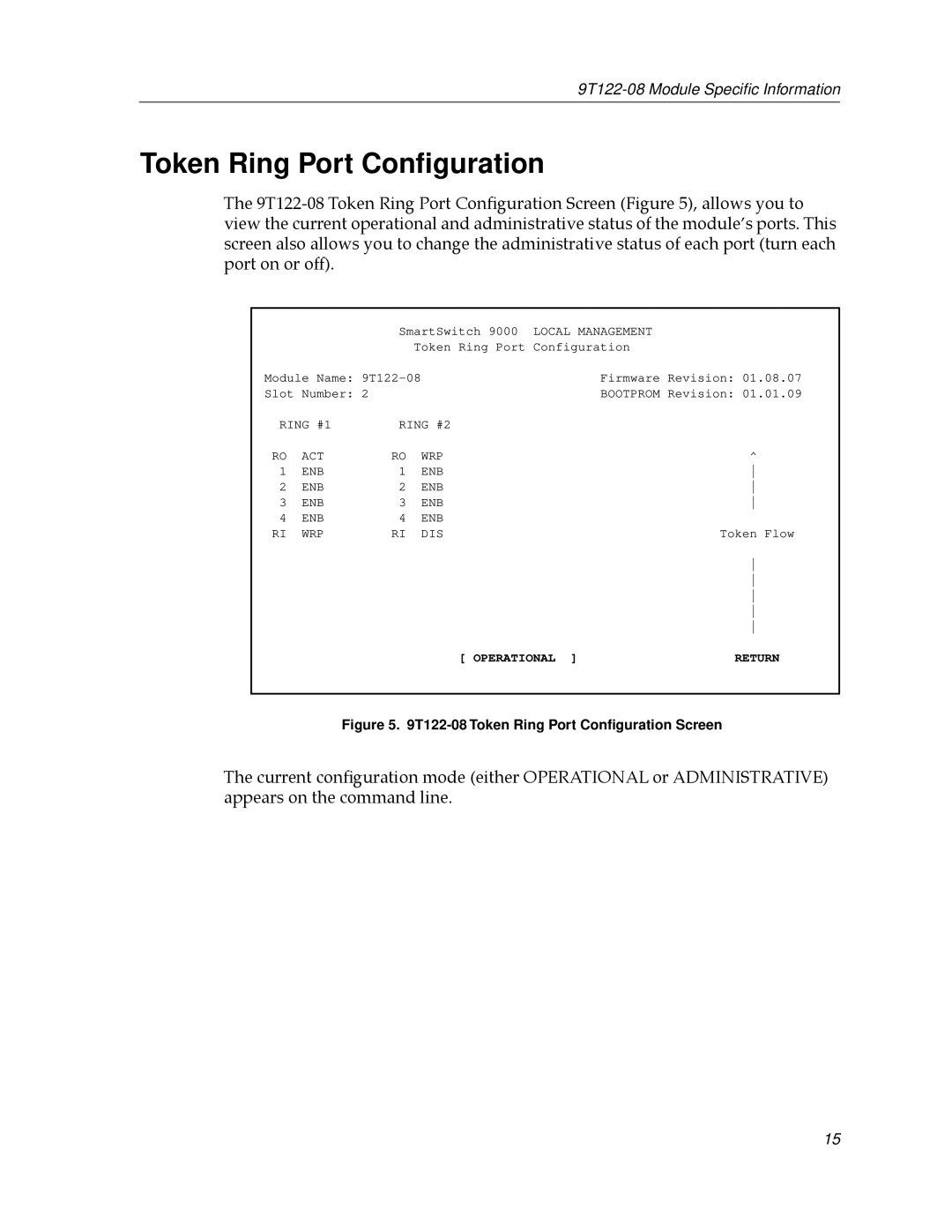 Cabletron Systems 9T122-08 appendix T122-08 Token Ring Port Conﬁguration Screen 