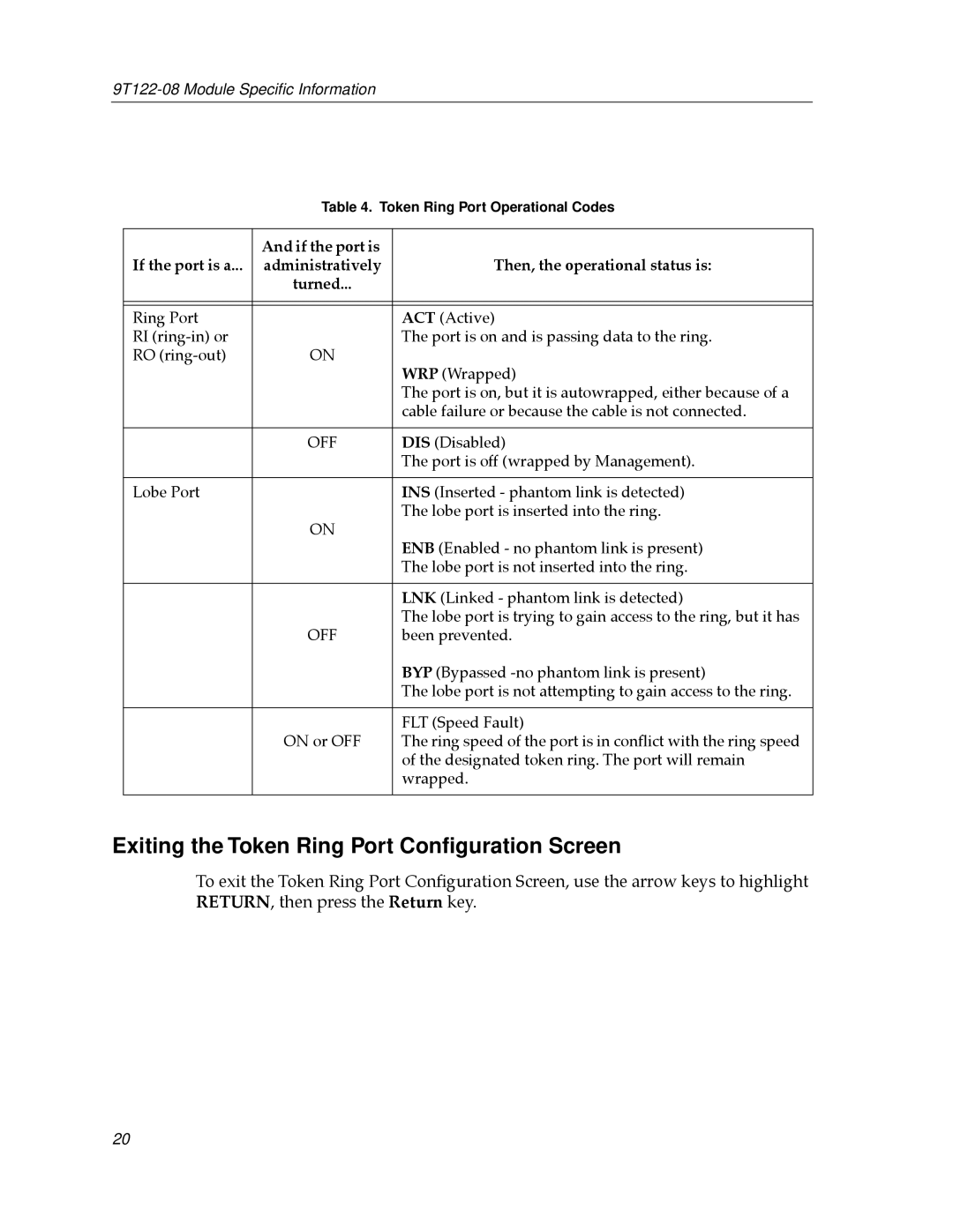 Cabletron Systems 9T122-08 appendix If the port is If the port is a 