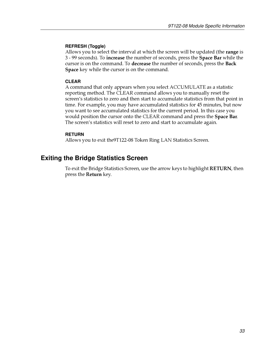 Cabletron Systems 9T122-08 appendix Exiting the Bridge Statistics Screen 