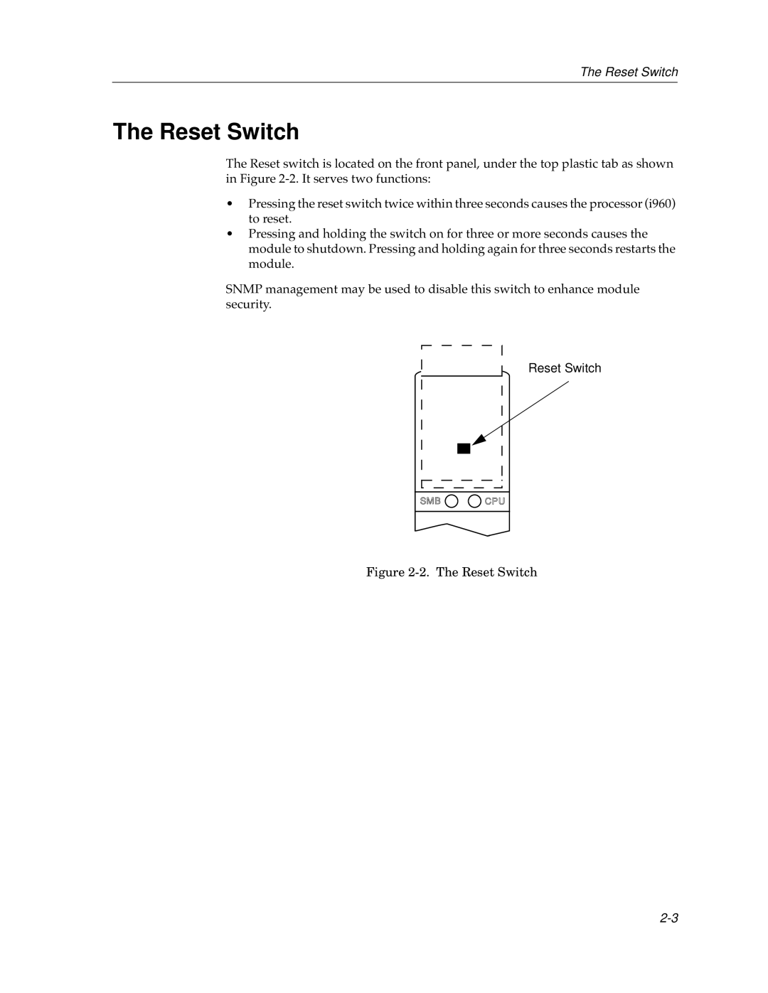 Cabletron Systems 9T122-24 manual Reset Switch 