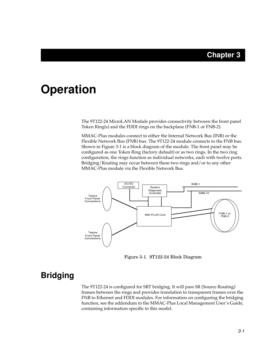 Cabletron Systems 9T122-24 manual Operation, Bridging 