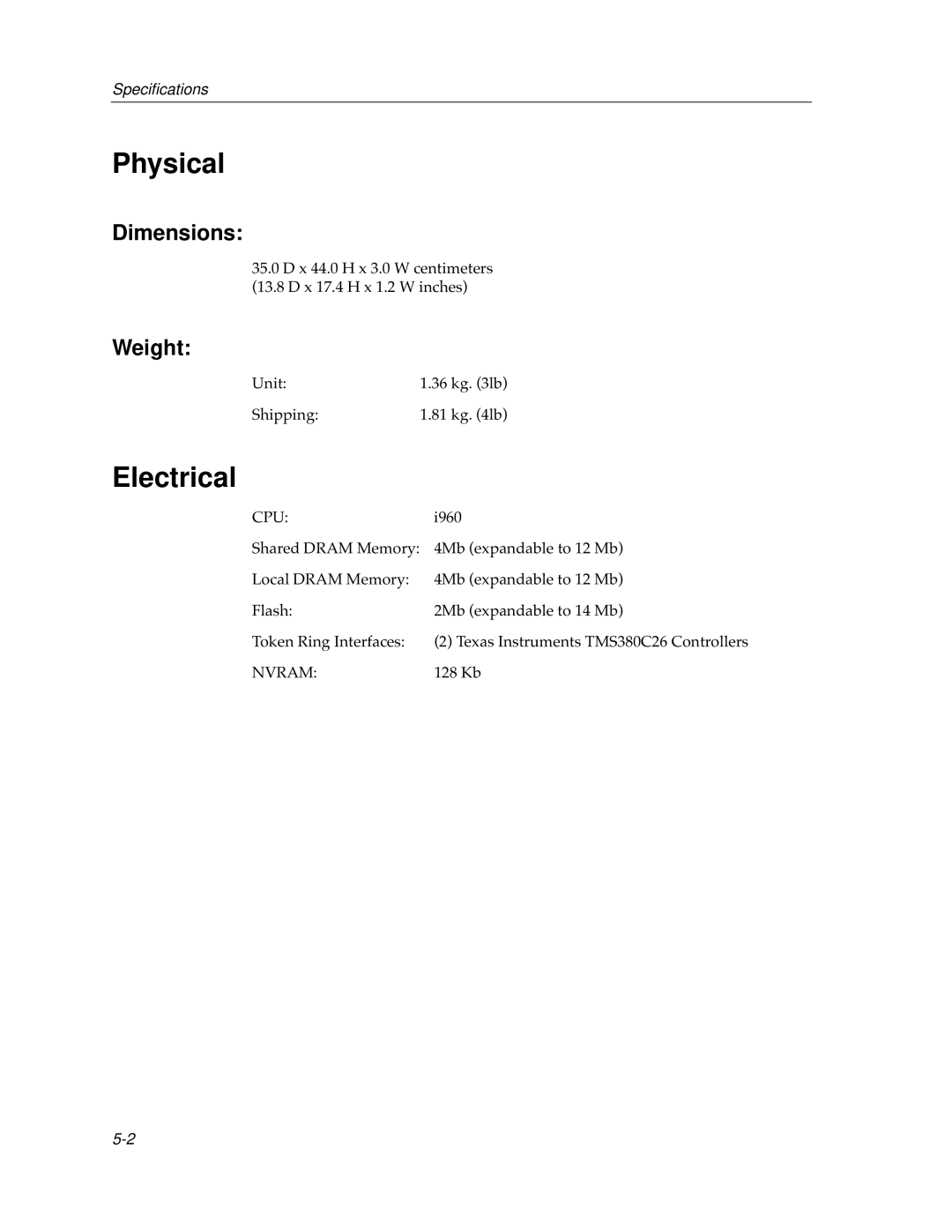 Cabletron Systems 9T122-24 manual Physical, Electrical 