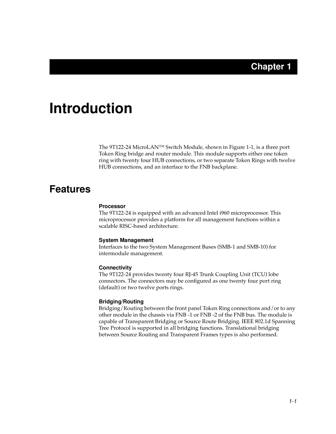 Cabletron Systems 9T122-24 manual Introduction, Features 