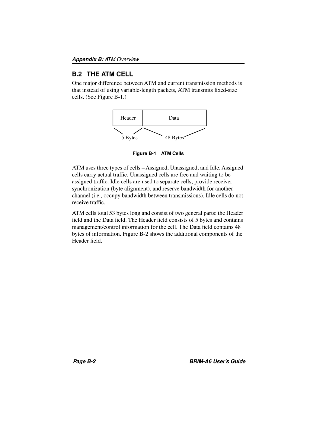 Cabletron Systems BRIM-A6 manual Figure B-1 ATM Cells 