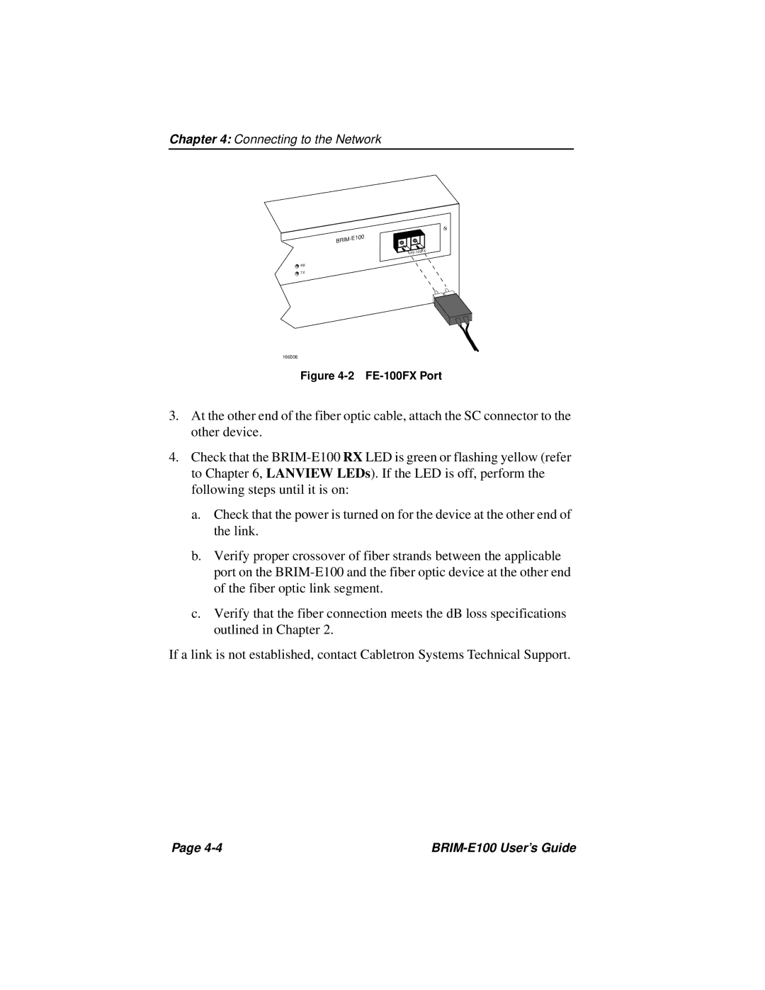 Cabletron Systems BRIM-E100 manual FE-100FX Port 