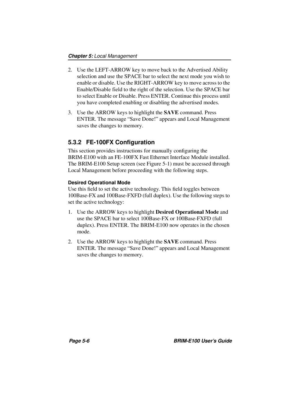 Cabletron Systems BRIM-E100 manual 2 FE-100FX Conﬁguration 