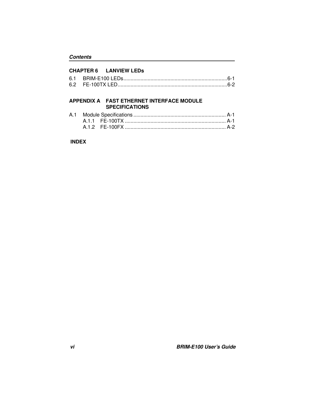 Cabletron Systems BRIM-E100 manual Contents 