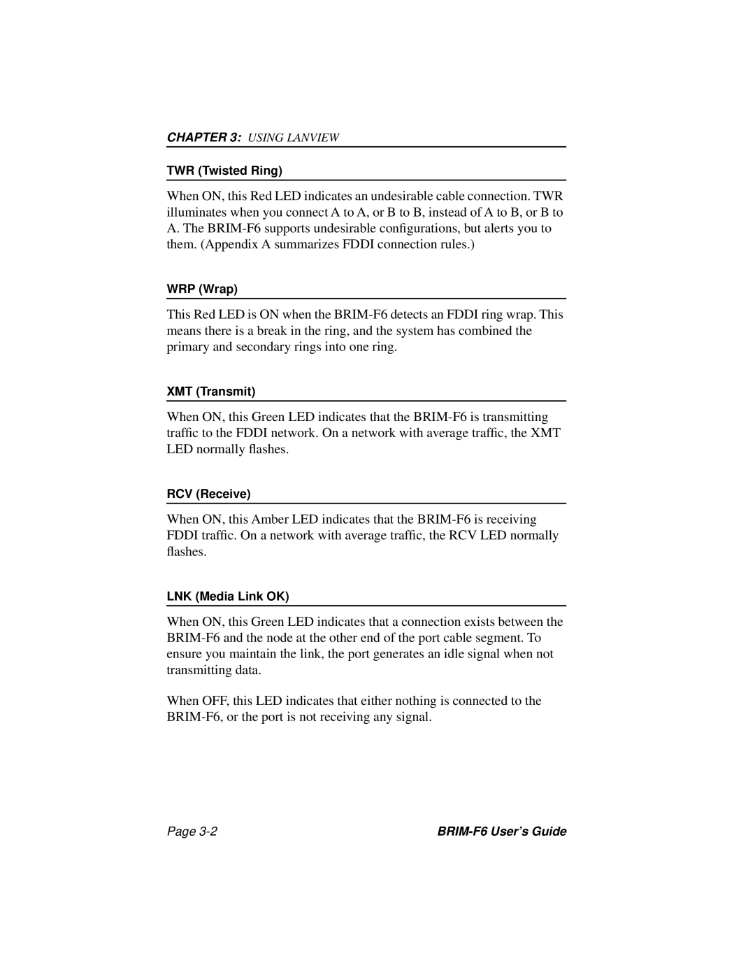 Cabletron Systems BRIM-F6 manual TWR Twisted Ring 