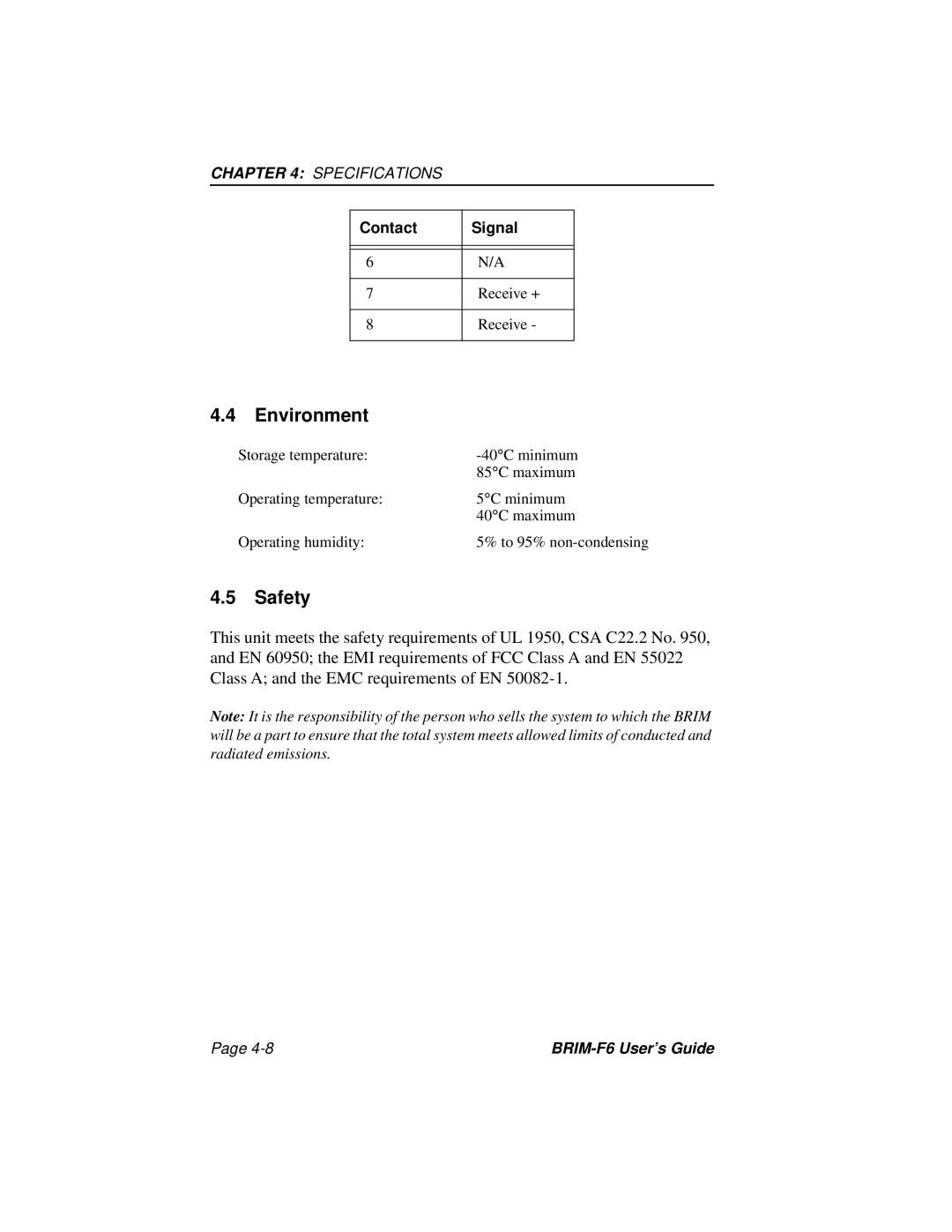 Cabletron Systems BRIM-F6 manual Environment, Safety 