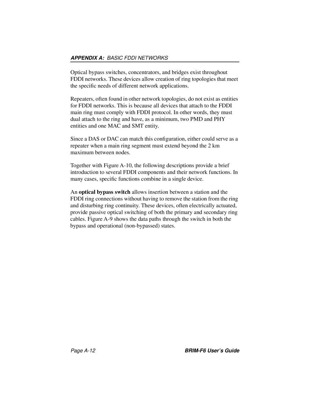 Cabletron Systems BRIM-F6 manual A-12 