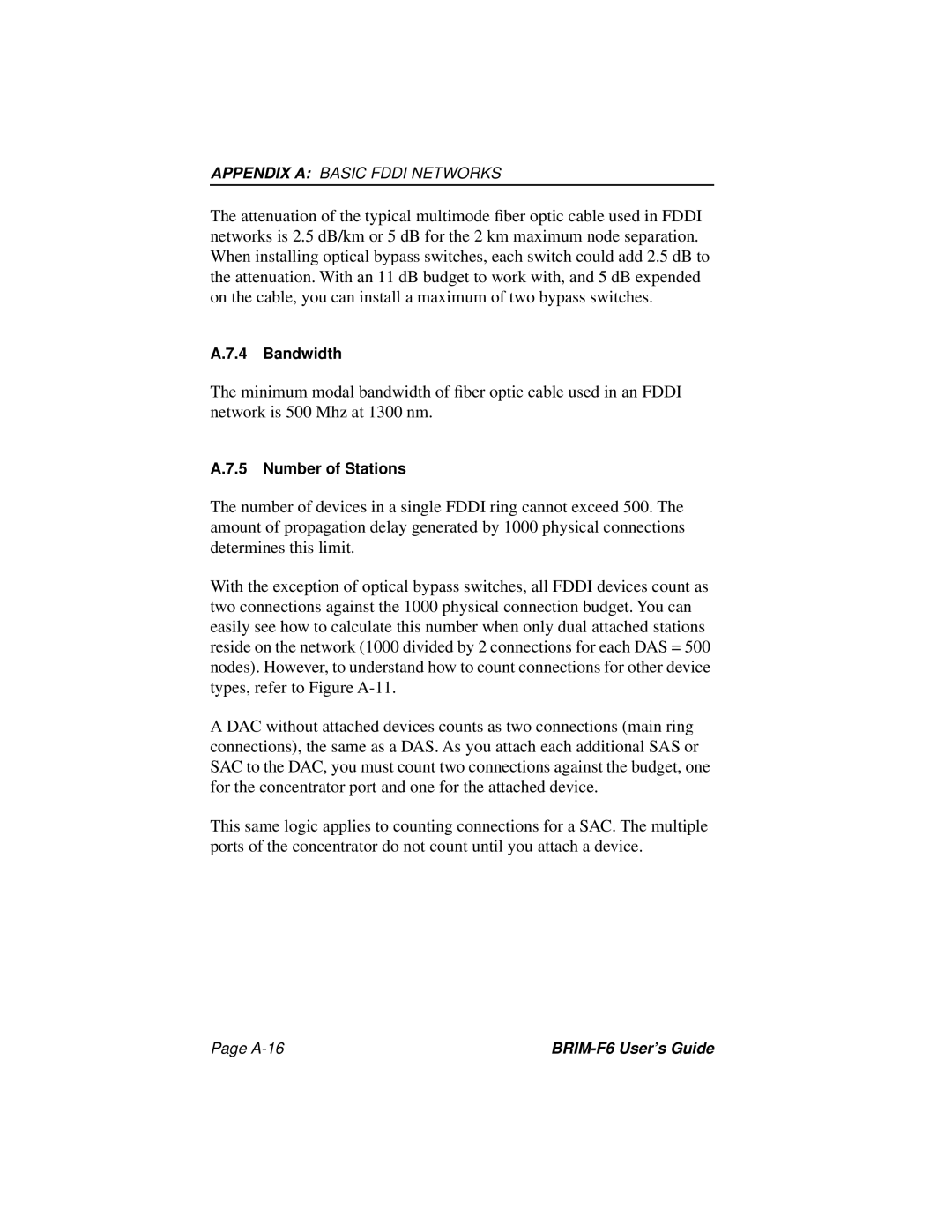 Cabletron Systems BRIM-F6 manual Bandwidth 