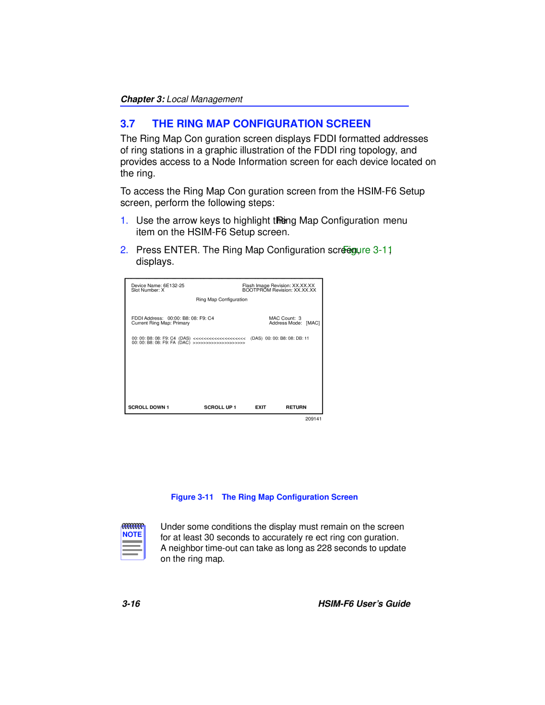 Cabletron Systems BRIM-F6 manual Ring MAP Configuration Screen, The Ring Map Conﬁguration Screen 