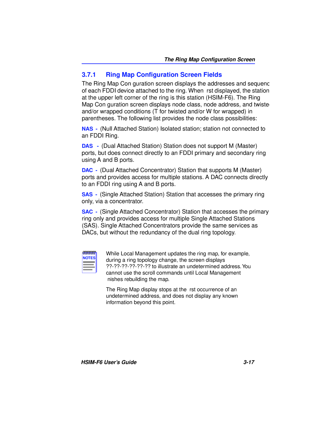 Cabletron Systems BRIM-F6 manual Ring Map Conﬁguration Screen Fields 