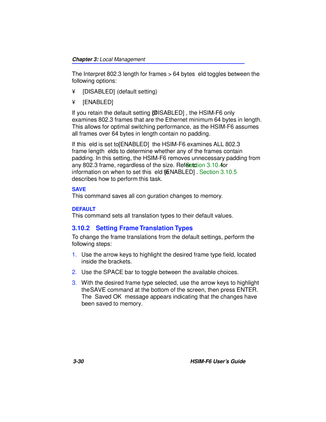 Cabletron Systems BRIM-F6 manual Setting Frame Translation Types, Enabled 