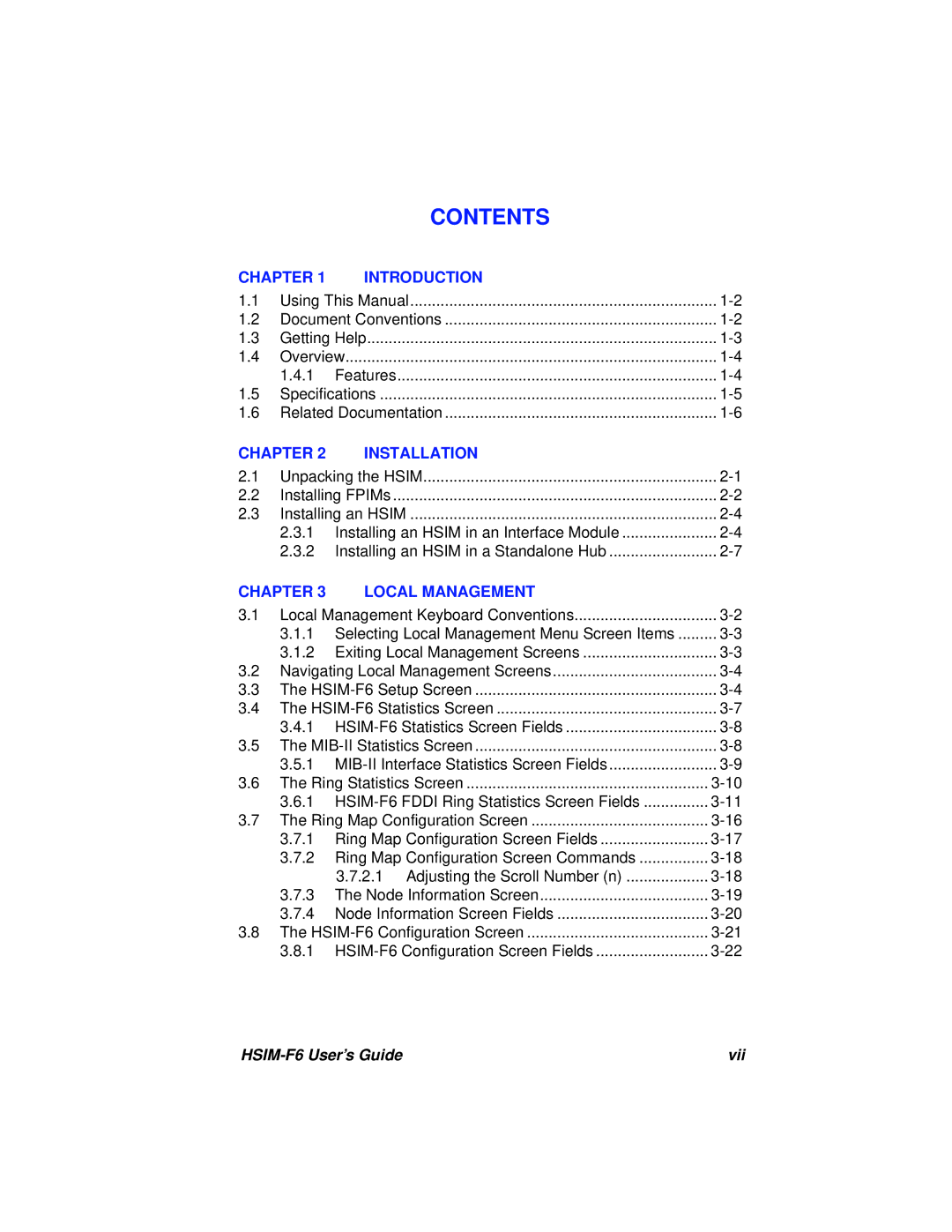 Cabletron Systems BRIM-F6 manual Contents 