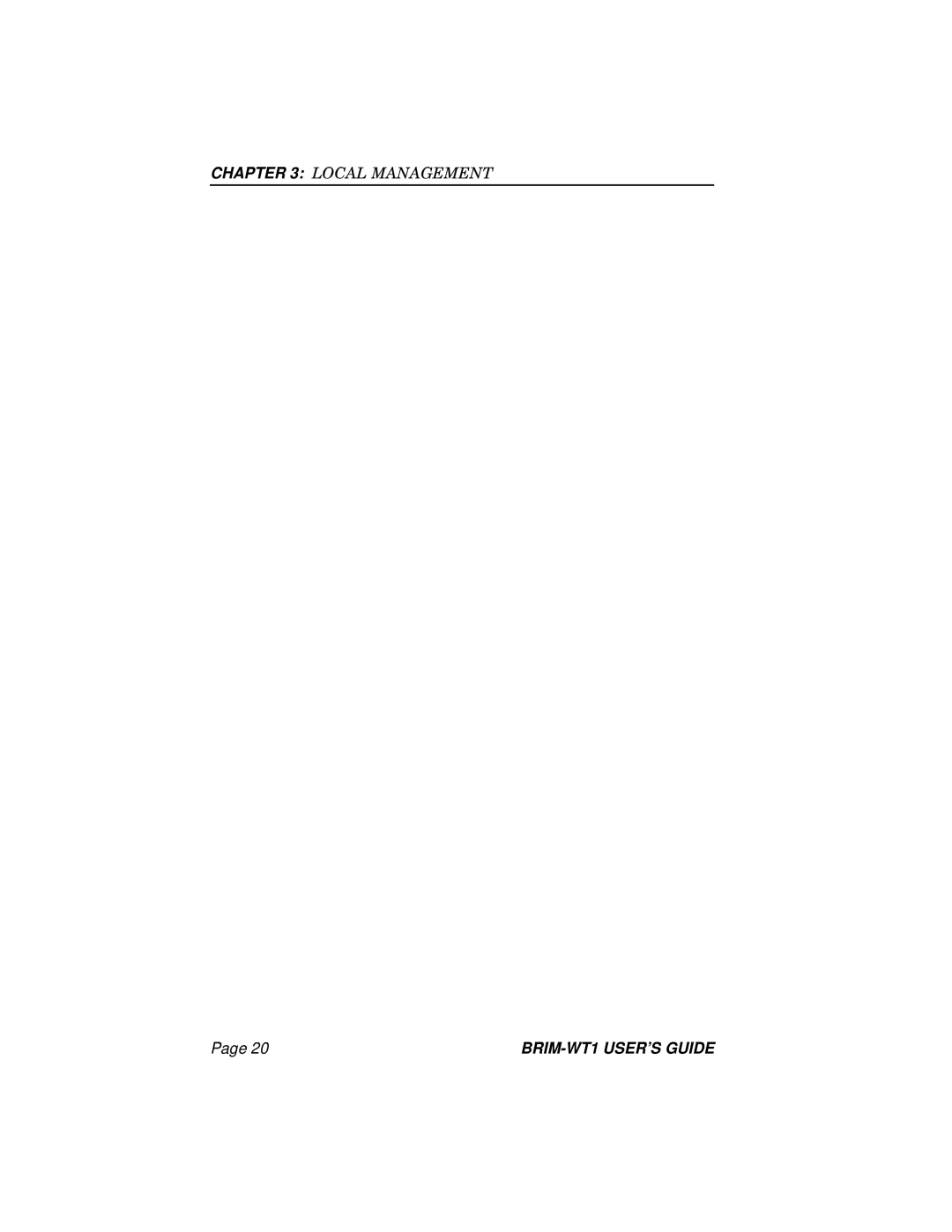 Cabletron Systems manual Local Management, Page, BRIM-WT1 USER’S GUIDE 