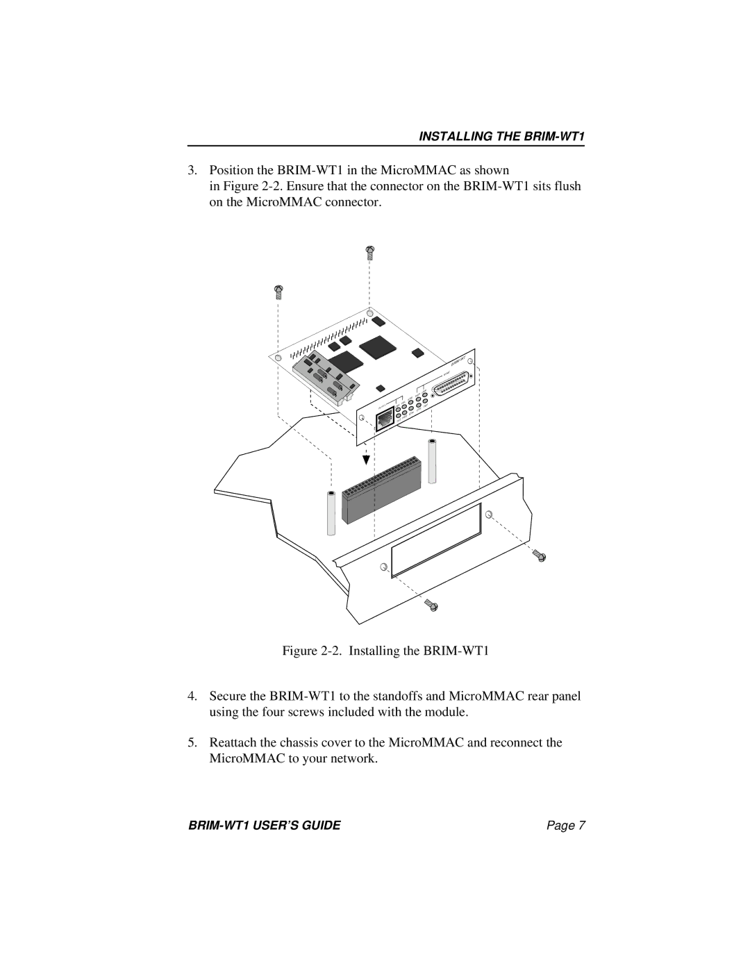 Cabletron Systems manual Installing the BRIM-WT1 