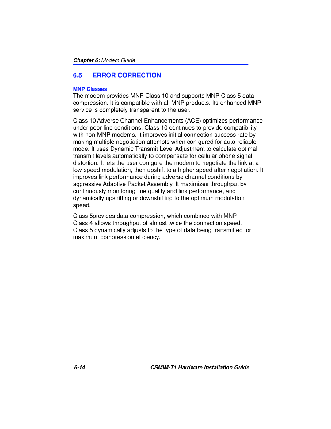 Cabletron Systems CSMIM-T1 manual Error Correction 