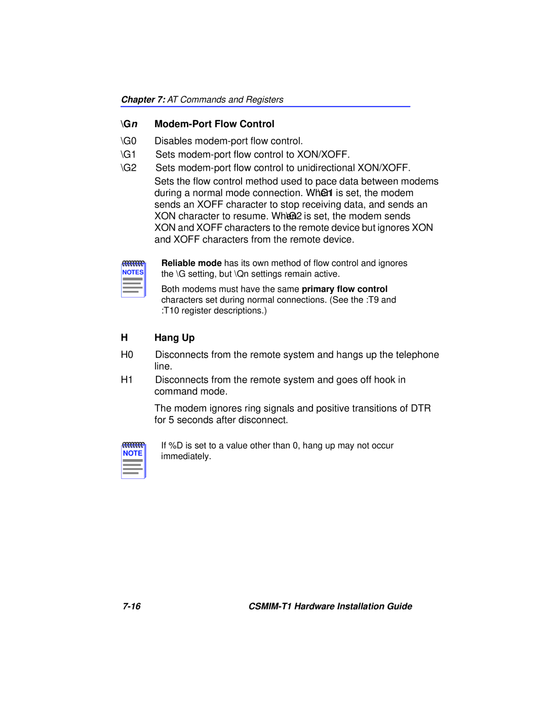 Cabletron Systems CSMIM-T1 manual Gn Modem-Port Flow Control, G0, Hang Up 