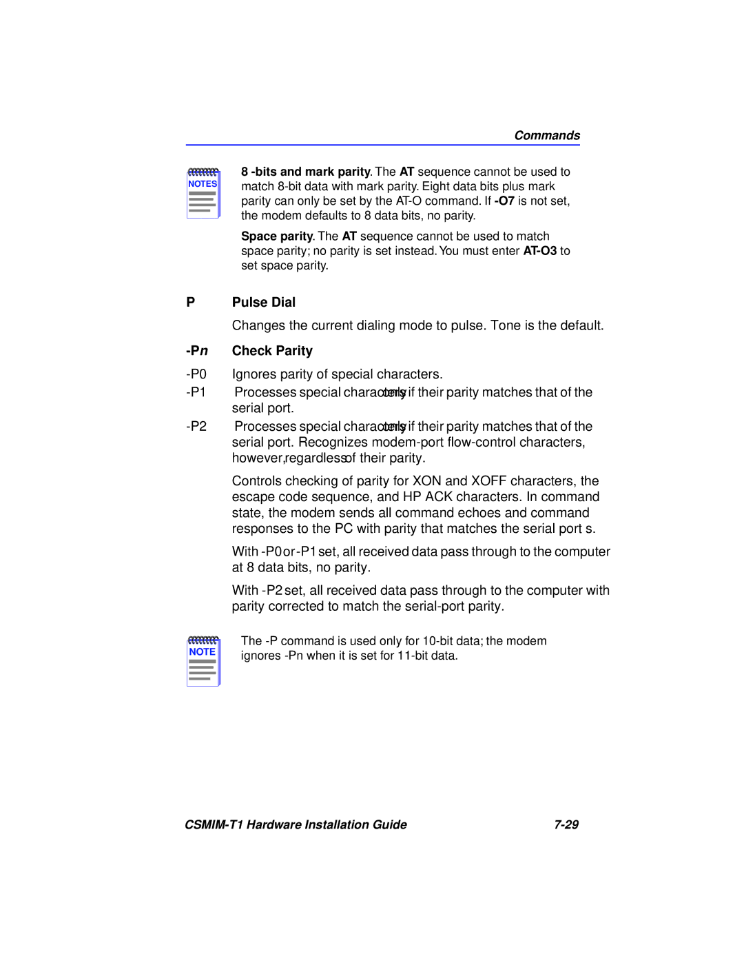 Cabletron Systems CSMIM-T1 manual Pulse Dial, PnCheck Parity 