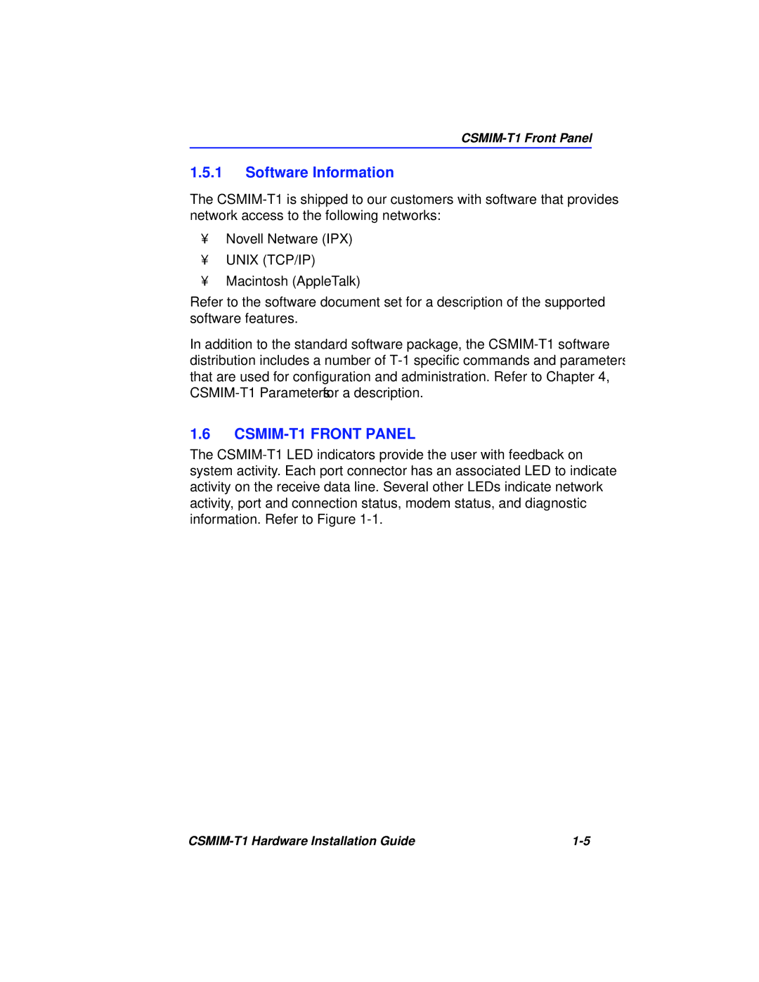 Cabletron Systems manual Software Information, CSMIM-T1 Front Panel 