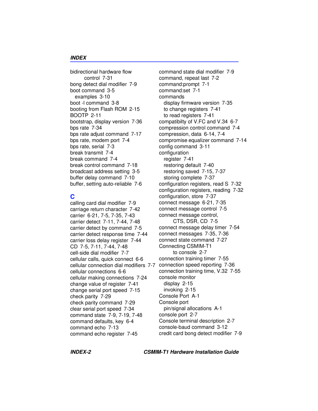 Cabletron Systems CSMIM-T1 manual INDEX-2 