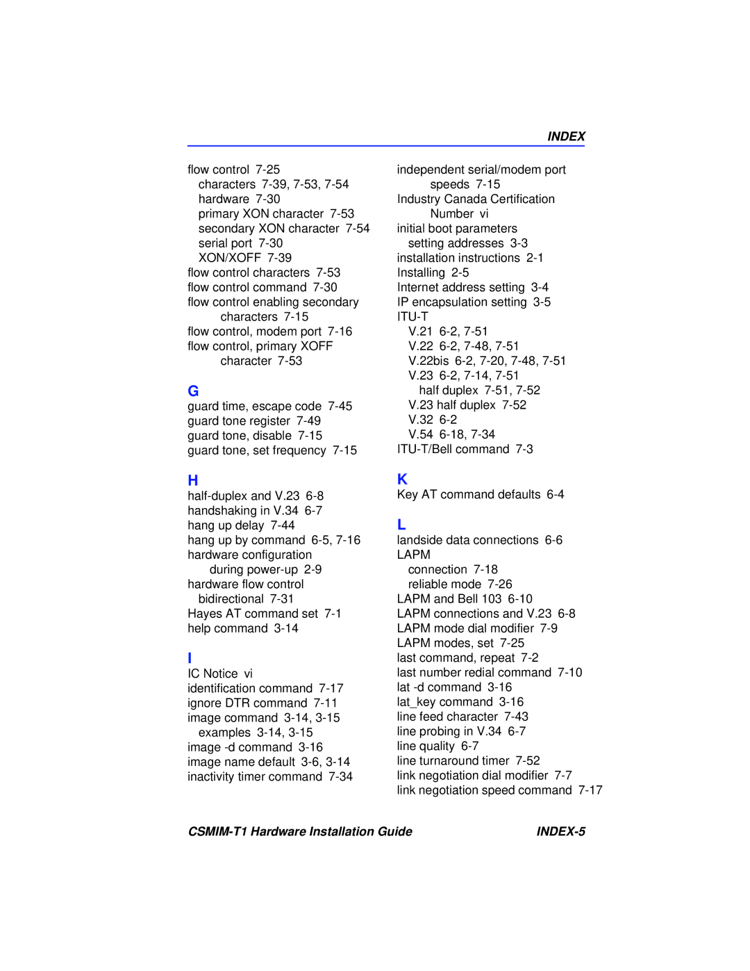 Cabletron Systems CSMIM-T1 manual INDEX-5 