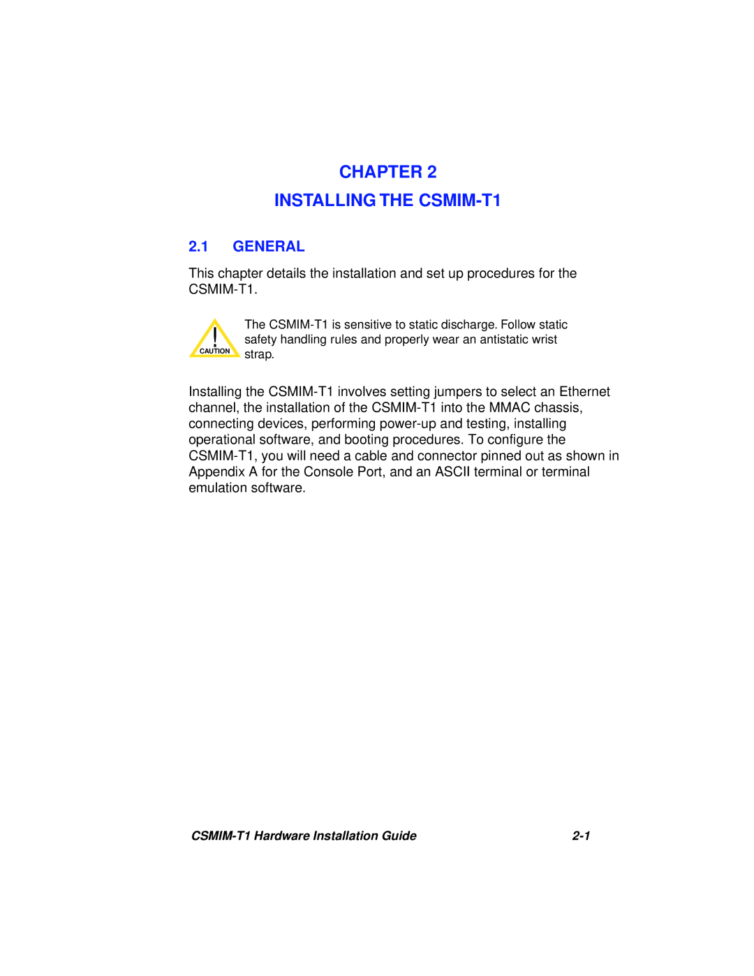 Cabletron Systems manual Chapter Installing the CSMIM-T1 