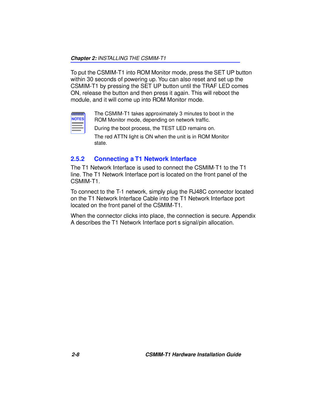 Cabletron Systems CSMIM-T1 manual Connecting a T1 Network Interface 