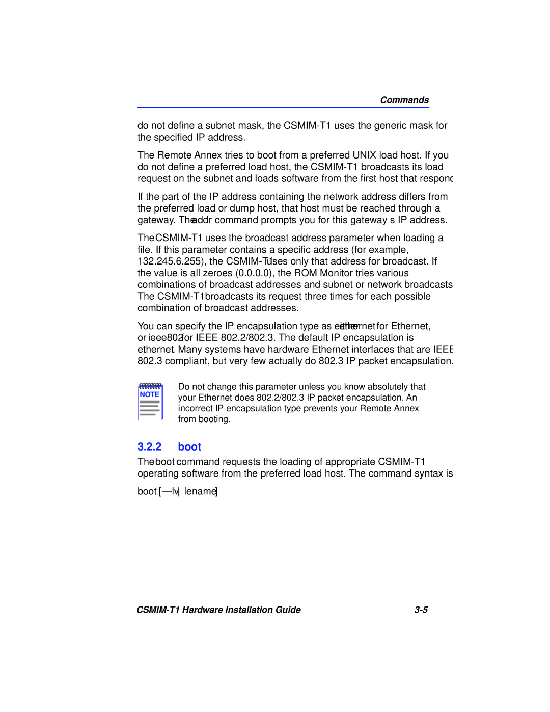 Cabletron Systems CSMIM-T1 manual Boot -lv ﬁlename 