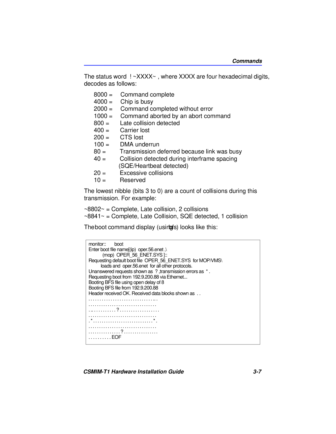 Cabletron Systems CSMIM-T1 manual Monitor boot 