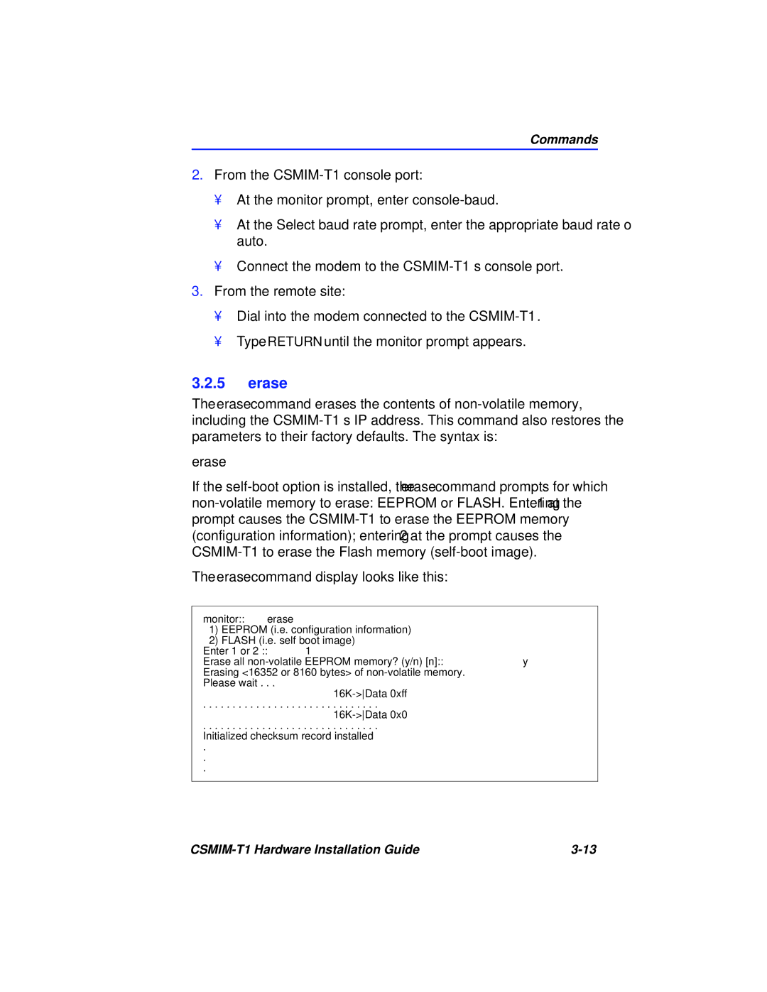 Cabletron Systems CSMIM-T1 manual Erase 