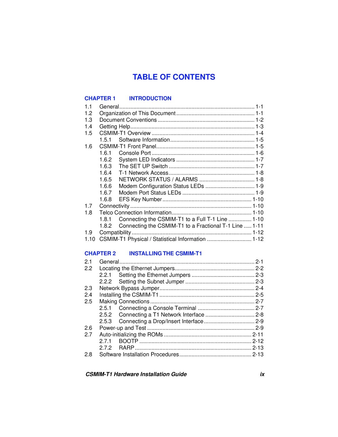 Cabletron Systems CSMIM-T1 manual Table of Contents 