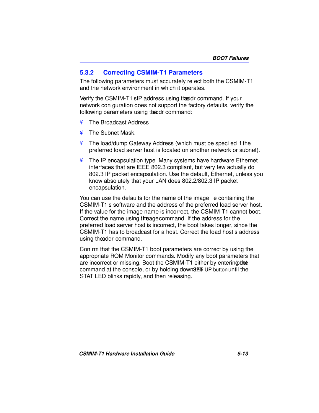 Cabletron Systems manual Correcting CSMIM-T1 Parameters 