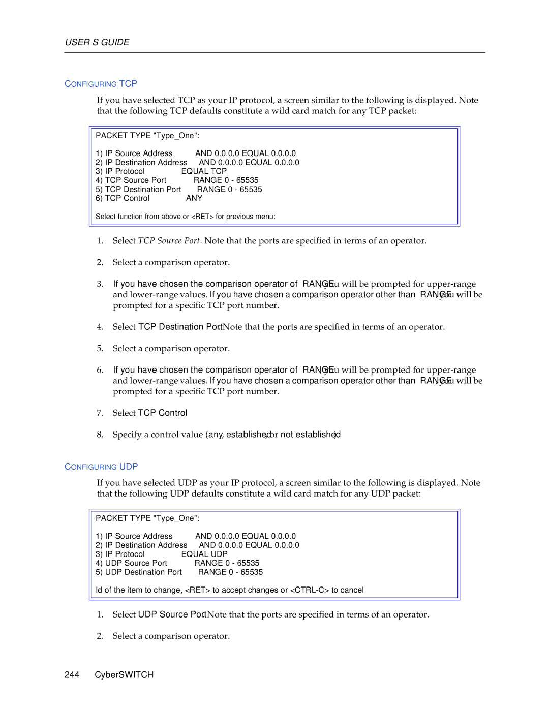 Cabletron Systems CSX1000, CSX1200 manual Specify a control value any, established, or not established 