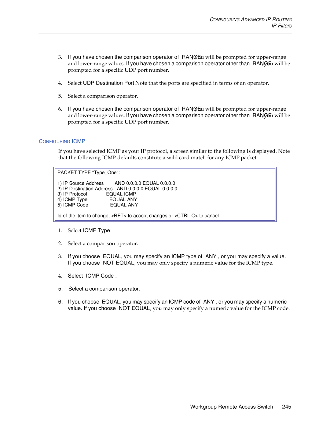 Cabletron Systems CSX1200, CSX1000 manual Select Icmp Type 