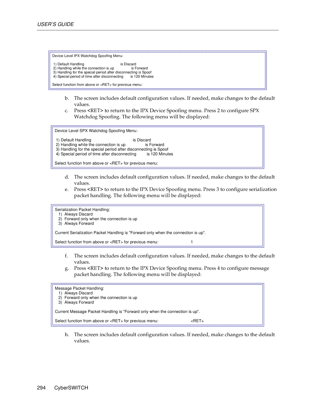 Cabletron Systems CSX1000, CSX1200 manual SPX Watchdog Spoofing Menu 