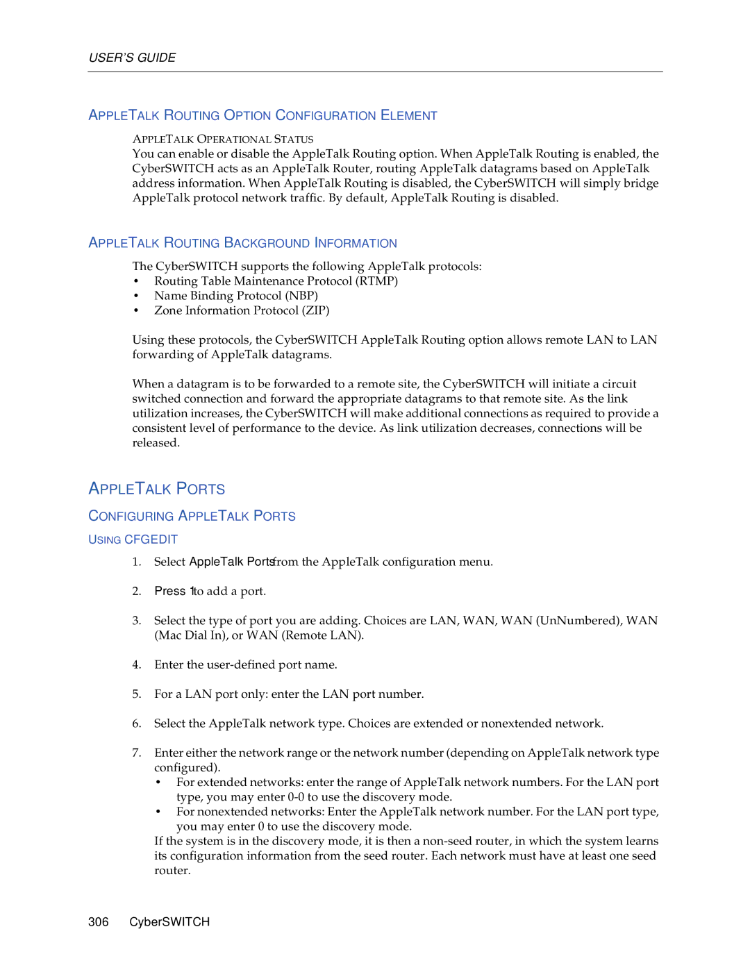 Cabletron Systems CSX1000, CSX1200 manual Appletalk Ports, Appletalk Routing Option Configuration Element 