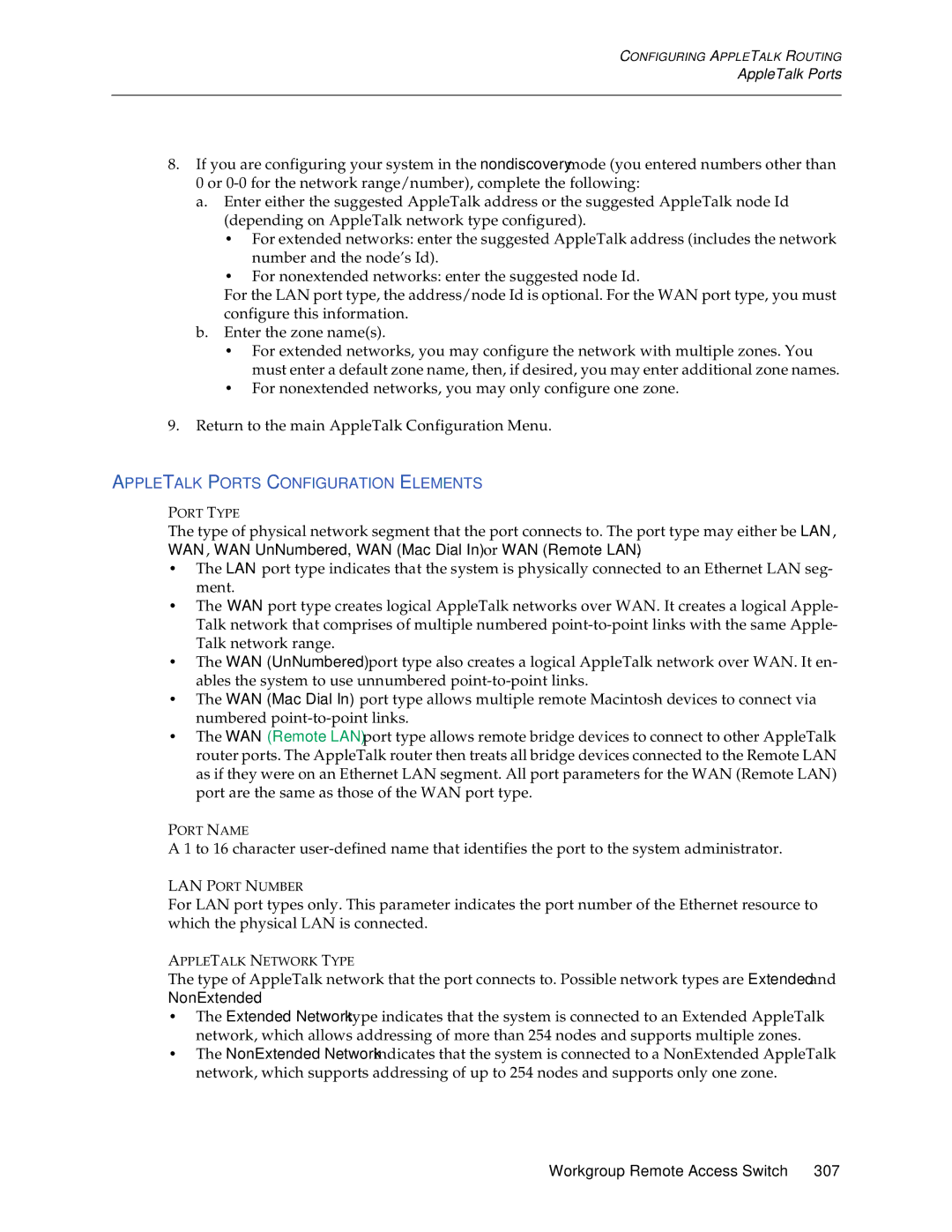 Cabletron Systems CSX1200, CSX1000 manual Appletalk Ports Configuration Elements 