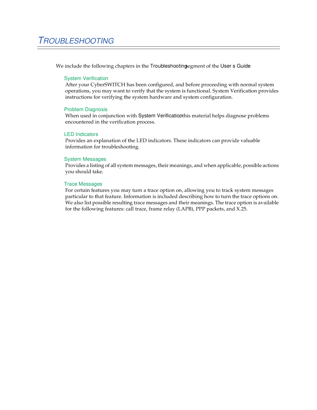 Cabletron Systems CSX1000, CSX1200 manual Troubleshooting, System Verification 