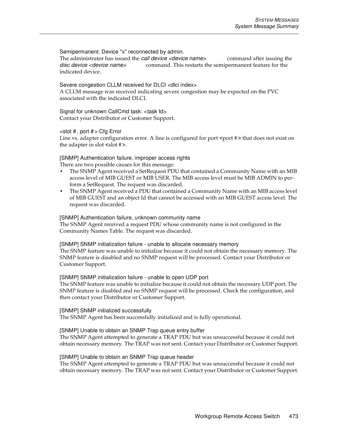 Cabletron Systems CSX1200, CSX1000 Semipermanent. Device x reconnected by admin, Signal for unknown CallCmd task task Id 