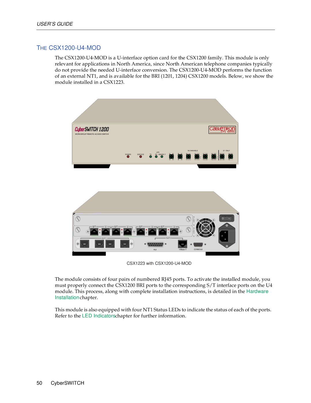 Cabletron Systems CSX1000 manual CSX1200-U4-MOD 