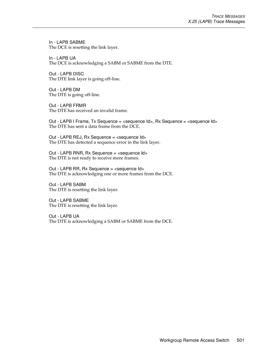 Cabletron Systems CSX1200, CSX1000 manual Out Lapb Disc, Out Lapb DM, Out Lapb Frmr, Out Lapb Sabme, Out Lapb UA 