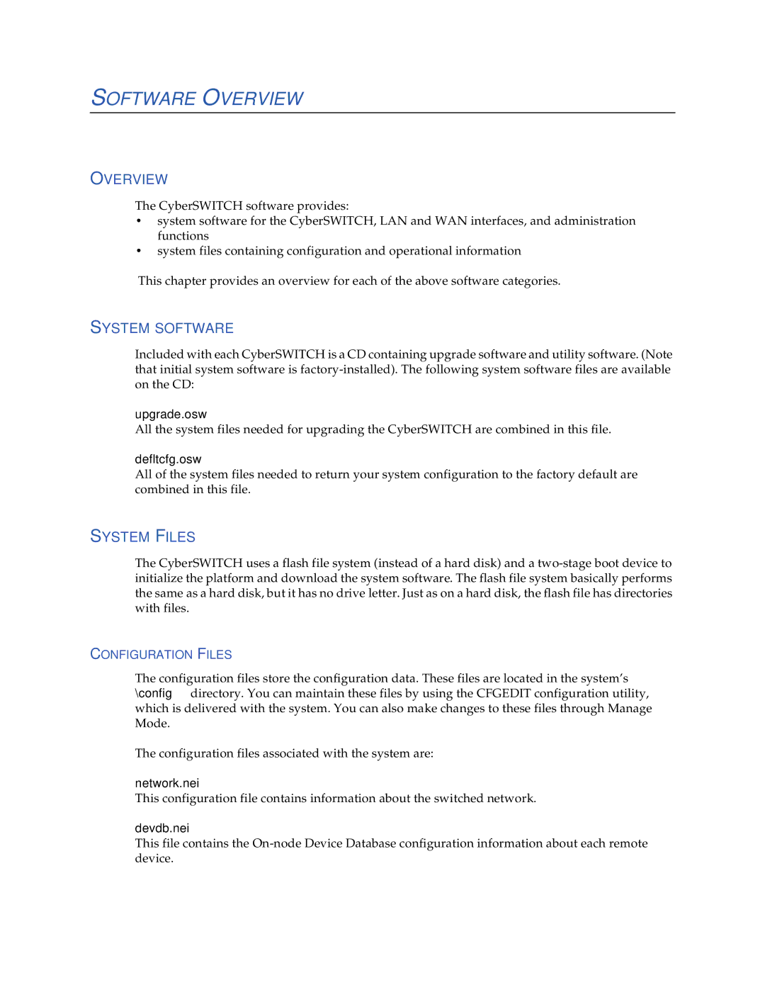 Cabletron Systems CSX1200, CSX1000 manual Software Overview, System Software, System Files, Configuration Files 