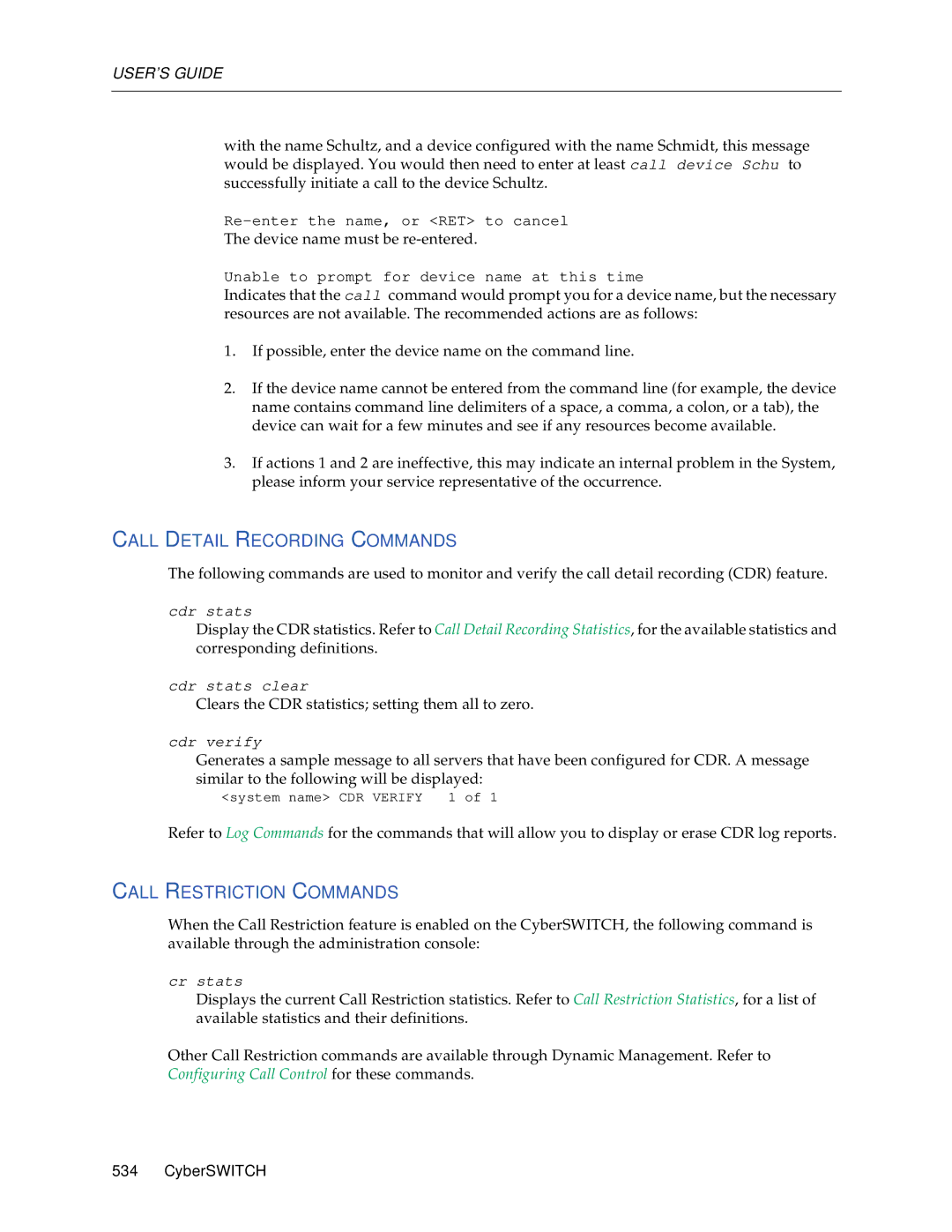 Cabletron Systems CSX1000, CSX1200 manual Call Detail Recording Commands, Call Restriction Commands 