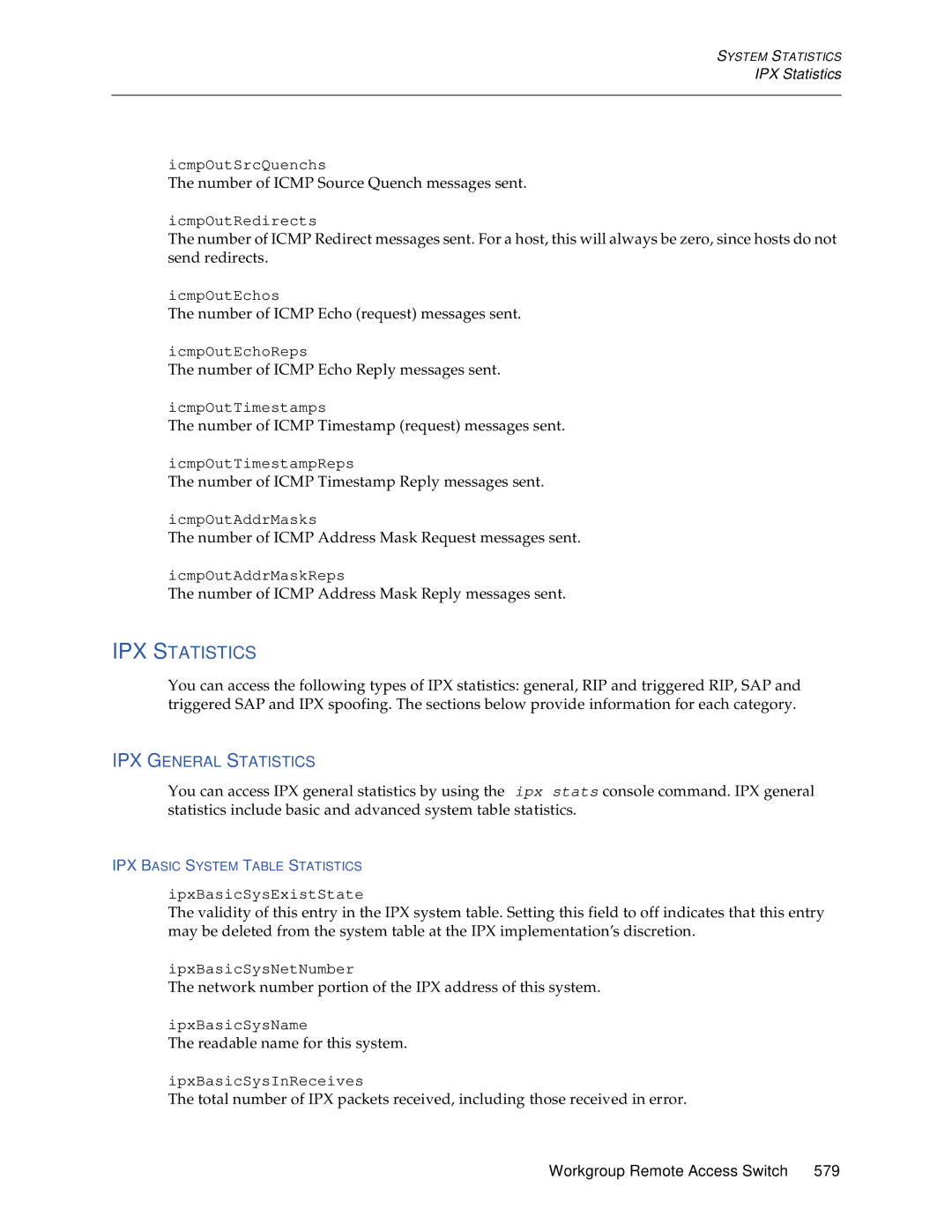 Cabletron Systems CSX1200, CSX1000 manual IPX Statistics, IPX General Statistics 