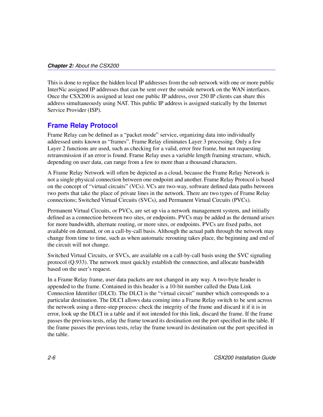 Cabletron Systems CSX200 manual Frame Relay Protocol 