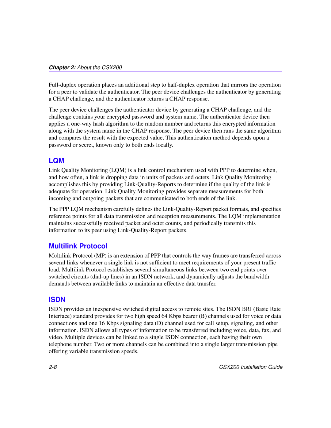 Cabletron Systems CSX200 manual Lqm, Multilink Protocol 