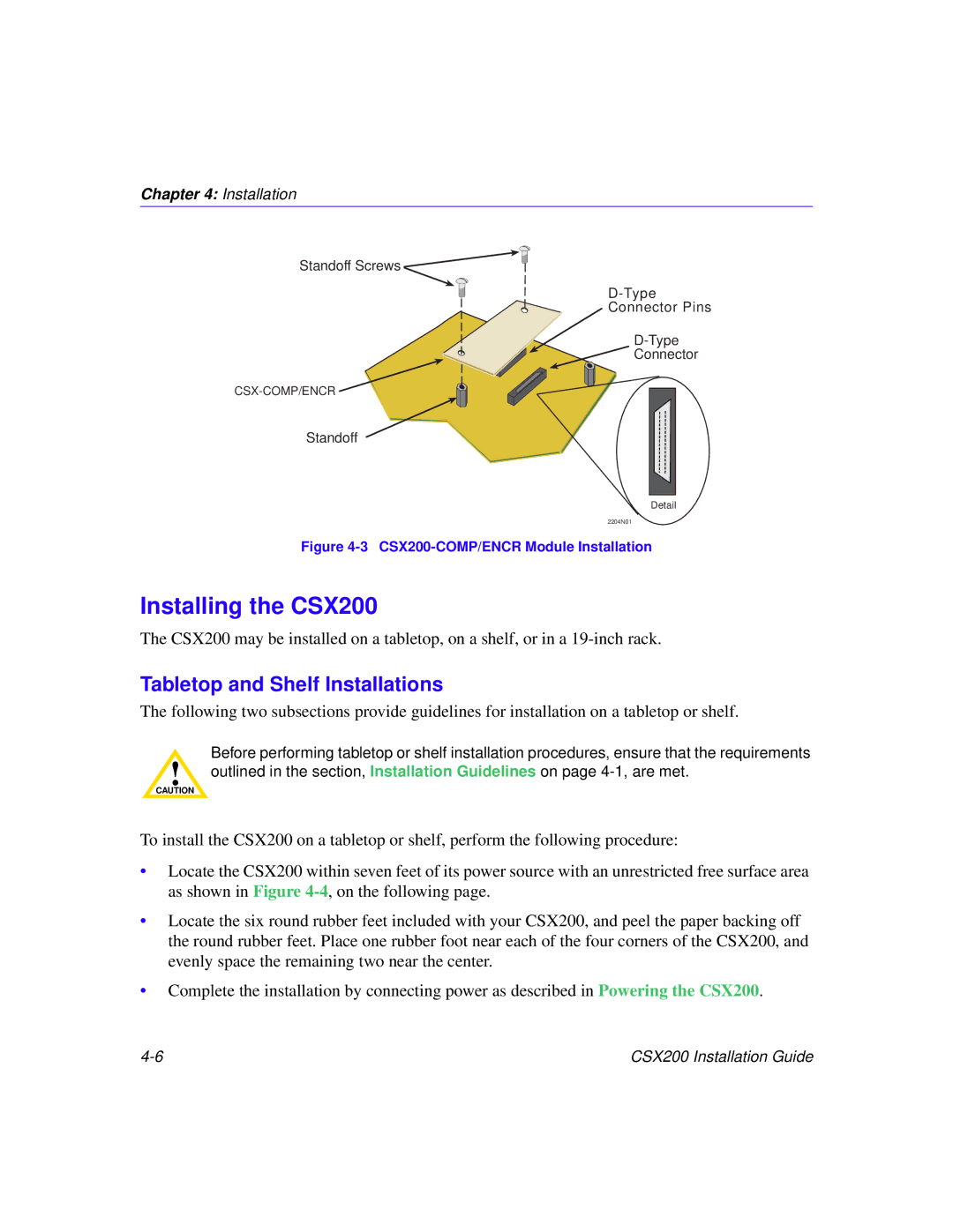 Cabletron Systems manual Installing the CSX200, Tabletop and Shelf Installations 